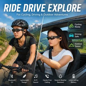 Lightweight Frame High-Definition UV400 Anti-UV Lenses Sunglasses Stereo Earphones Wireless Headset with Mic Glasses Sunglasses