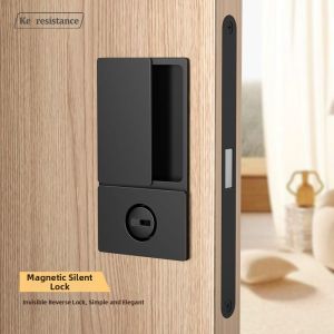 Minimalist Hidden Magnetic Lock for Wooden Sliding Doors