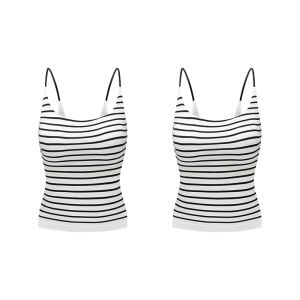 MiiOW | Cat Woman Striped Tube Top White Strap Vest Women Outdoor Wear With Chest Pad Summer Backless Seamless Braless Underwear