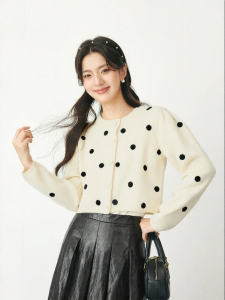 SEIFINI | Ladylike Style Dots Knitted Sweater Wool