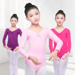ZEEMIN Christmas Children Cute Elegance Dance Costume Holiday Party Girl Skintight Ballet Costume Clothes Long Sleeve Performance Jumpsuit