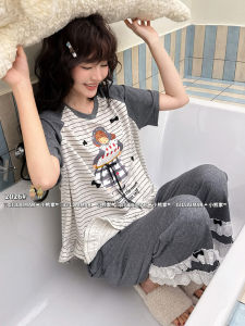 Bộ Đồ Ngủ Dài Tay Cho Bé Gái Sweet Sleep Journey Home Clothes Set Quần Dài Ren Cotton Cartoon Cute Style Dễ Thương