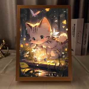 FUNNYDEER | Cure Kitten Decorative Art Frame Night Light