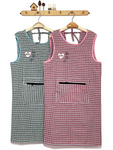 Pure Cotton Apron Shoulder Strap Kitchen Use No Sleeve Adult Home Anti-Stain Coverall Warm Breathable for Ladies Household Cleaning