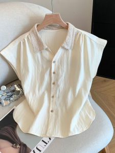 LJYR | Lace Splicing Short Sleeve Loose Summer Blouse