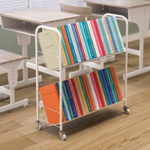 SOFS Metal Bookshelf Childrens Floor-standing Movable Bookcase Picture Book Storage Rack Student Desk-side Small Bookcase