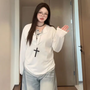 Áo Thun Dài Tay Rộng Rãi Cho Nữ Mùa Thu Cỡ Lớn Phong Cách Hàn Quốc Màu Khối Rộng Rãi Áo Lót Thường Ngày Thoải Mái