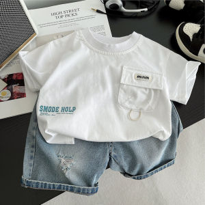New Summer Baby Boys Clothing Suits Children Clothes Short Sleeve Suit  Letter Printed T Shirt Pants 2Pcs/Set
