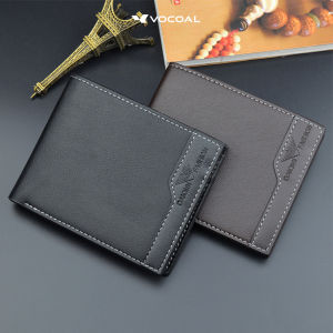 VOCOAL Men Short Wallet Fashion PU Leather Business Casual Wallets Soft Leather Purse Travel Purses Coin Pouch ID Credit Cards Holders