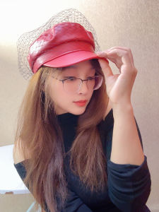 Retro Korean Style Leather Beret Hat Womens Fashion Mesh Newsboy Cap Popular Duckbill Cap Adjustable Flat Top Warmth for Autumn And Winter