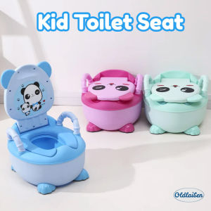 Oldlaiben Kid Toilet Baby Potty Trainning Seat with Backrest Panda Cartoon Todders Portable Plastic Potty Toilet Bowl for Child Tandas Kanak Kanak