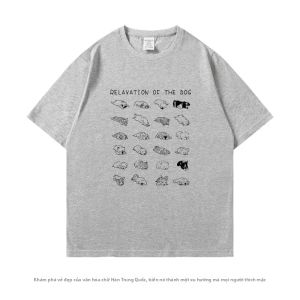 Áo Thun Ngắn Tay Cotton Nguyên Chất Thời Trang Dành Cho Nam Và Nữ Thường Ngày Mùa Hè In Hình Cá Tính Thư Giãn Thiết Kế Hình Chó Cổ Chữ O