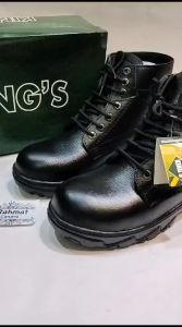 SEPATU SAFETY BOOTS KULIT KINGS TALI HITAM PRIA 39-43/SEPATU KERJA PROYEK PABRIK