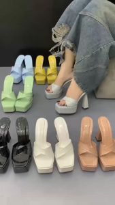 Dép Guốc cao gót 14cm đế đúp sang xịn min