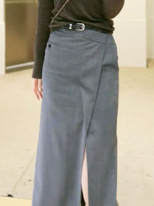 High Waist Asymmetrical Hem Bodycon Mini Skirt Deep Grey Retro Style Autumn New Arrival Womens Fashion Elegant Skirts