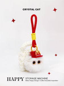 Cute Little White Cat Plush Bluetooth Earphone Case Protective Cover for Apple Airpods3 Xiaomi Huawei Vivo Universal Couple Pendant Accessories