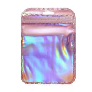 5pcs Plastik Laser Pouch Klip Ziplock Kemasan Hologram Kemasan Souvenir Aksesoris