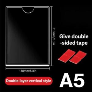 Clear Acrylic Wall Frame with Installation Kit A4 A5 Sign Holder for Certificate Photo Document Office Home Wall Decoration