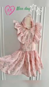 TW22426 เดรสสั้นหน้าอกรอยเชือก + ผ้าโพกผม ..