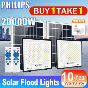 BUY 1 TAKE 1 Solar Lights With Solar Panel 10000W Super Battery Life Outdoor Waterproof Solar Flood Light Original 606LED 680000mAh garden lamp room night light bulb for courtyard automatic with remote