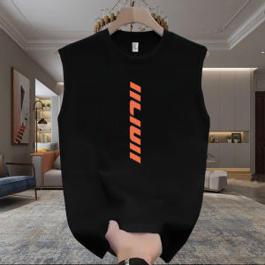Vest Mens Waistcoat Men Sports Fitness Wide Shoulder Tank Top Summer Pure Cotton Thin Overweight People plus Size Sleeveless T-Shirt Fashion