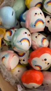 [Lỗ Tròn] Chim Cánh Cụt Cao Cấp  lợn sứ Đựng Tiền Ống Heo Ống Tiết Kiệm Trang trí Heo Đất Mini