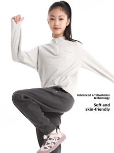 Girls Outdoor Sports Sweatshirt Antibacterial Breathable Skin-friendly Base Shirt Half Zipper Neck Spring New Arrival