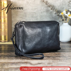 Hiram Genuine Leather Men Clutch Bags High Quality Zipper Clutch Wallets Card Holder Money Bags Purses Phone Pocket Bags