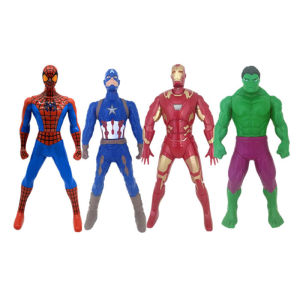 2pcs/lot Rotate 360° Superhero Ironman Spider-Man Captain America Figurine Doll 17CM Robot Model Toys For Boy Gift