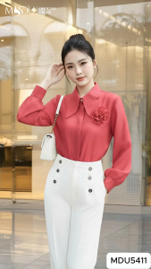 Set Đồ Công Sở Áo Sơ Mi Dài Tay Chất Liệu Lụa Mango Và Xleo Trang Sang Trọng MDU5427 và MDU5411