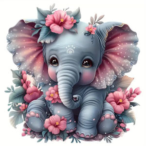 HUACAN Diamond Painting Animal Elephant Mosaic DIY Embroidery Flower Arts And Crafts 5D DIY Handmade Home Decor