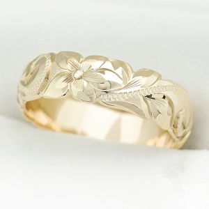 Huitan Aesthetic Women Wedding Rings with Flower Pattern Luxury Gold Color Proposal Engagement Rings Statement Accessory Jewelry