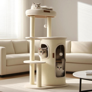 HOOPET | Space-saving Cat Climbing Tree with Sisal Scratching Post and Bed