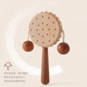 Handmade Wooden Drum Toy for Infants Chewing Soothing Old Style Cradle Bell Baby Calming Plaything 0-3 Years Old Newborn Toy
