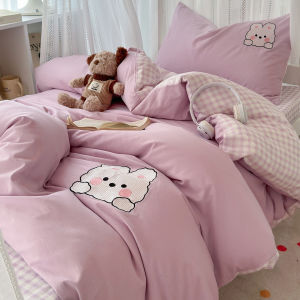 Pure Cotton Bedding Set for Dormitory Students Double Layered Curtain Single Person Quilt Cover Sheet Bed Canopy Four Piece Set