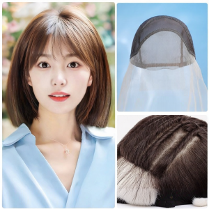 MENGSIQIAN | Stylish Natural Full-head Short Bob Wig All Human Hair Round Face