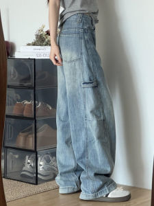 High Waist Wide Leg Workwear Jeans Women Loose Slimming Design Long Blade Pants American Retro Style High Rise Tapered Jeans