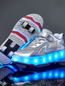 Kids Heelys Double-Wheel Mi Ya Miya Detachable Hidden Youth Charging with Light Colorful Luminous Skates