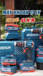 [ THÂN ]Máy Khoan Pin Boshun BS-ID1365BL Động Cơ Không Chổi Than Lực Siết 65N/m Đầu Kẹp 13mm Autolock
