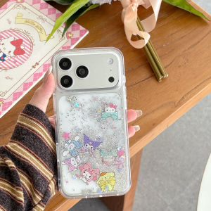 Sanrio | Cute Cartoon Sanrio Butterfly Bling Glitter Liquid Quicksand Phone Case For iPhone 15 Pro 14 13 16 17 Pro Max Clear Hard Cover