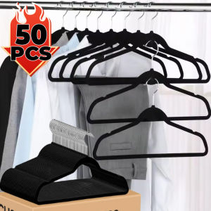 50PCS Velvet Clothes Hangers Non-slip Non-Marking Drying Hangers Organizer Pant Coat Shirt Storage Flocked Hanging Rack