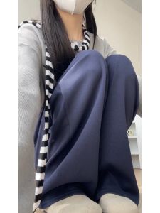 Quần Thể Thao Nữ Dài Màu Xanh Đậm Ống Đứng Rộng Rãi Quần Dài Thường Ngày Mùa Thu Quần Dài Thoải Mái