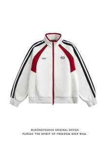 WUKONGYOUHUO | Spring Retro Color-block Stand-collar Loose Style Couples Casual Jacket