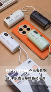 SENDEM Mini Capsule Power Bank 5000mAh 2-in-1 Portable Charger Mobile Phone External Battery Fast Charging Powerbank