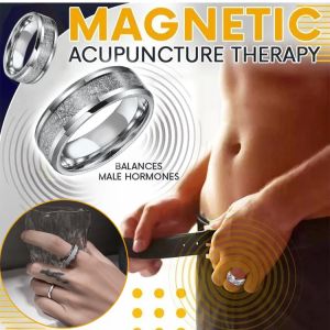 Men's Titanium & Frosted Pattern Health Care Ring: A Stylish & Durable Accessory