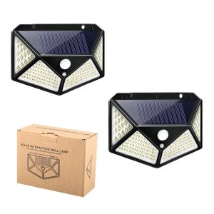 Hlinkey 100 Led Đèn năng lượng mặt trời cảm biến chuyển động ngoài trời không thấm nước IP65 270 Độ góc rộng Đèn tường 600mAh pin cho sân vườn an ninh