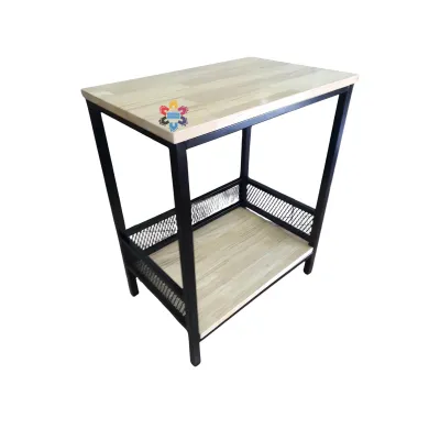 ชั้นอเนกประสงค์ หน้าเเผ่นไม้ยางพารา มีตะเเกรงกั้นชั้นล่าง ขนาด 40x60x75cm. ทั้งขาเหล็กสีขาวเเละสีดำ (สินค้าประกอบสำเร็จ 100%)