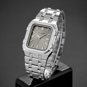 PLADEN Đồng Hồ Thạch Anh Kinh Doanh Hình Chữ Nhật Dành Cho Nam Dây Thép Không Gỉ Đồng Hồ Đeo Tay Thời Trang Đồng Hồ Nam Quà Tặng Có Nút Nhấn Khóa Ẩn