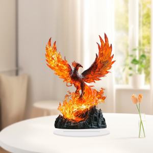 Retro acrylic flaming bird tabletop ornament - Red flame phoenix bird design for home decoration