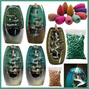 Ceramic Backflow Incense Holder and Burner Waterfall Aromatherapy Diffusers Ornament For Living Room Home Decor Zen Decor